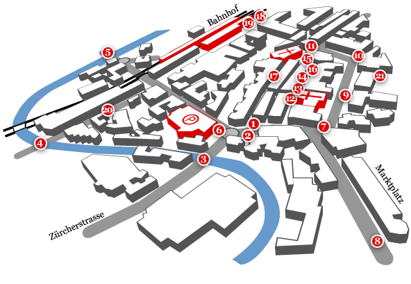 Karte Rundgang durch die Stadt Frauenfeld